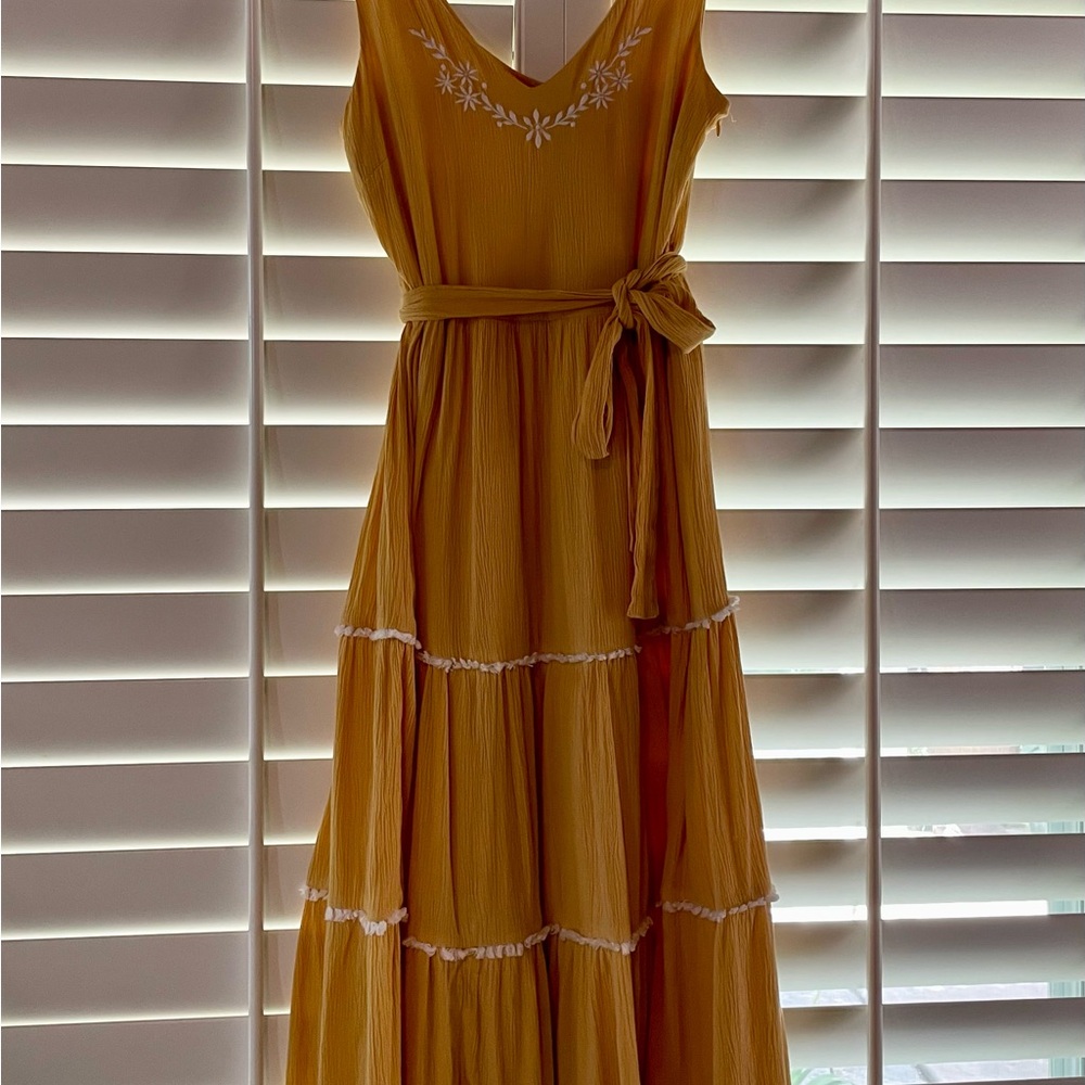 Joie Embroidered Yellow Sleeveless Midi-dress - Excellent Condition 🌷 - Picture 7 of 14